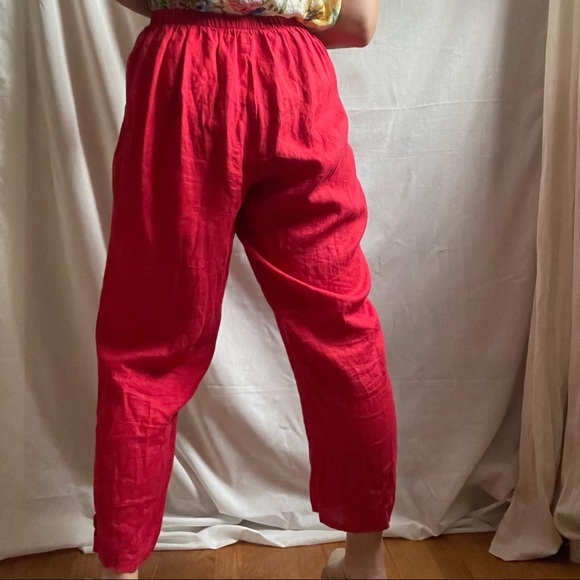 Red Flax Linen Pants - Picture 3 of 4
